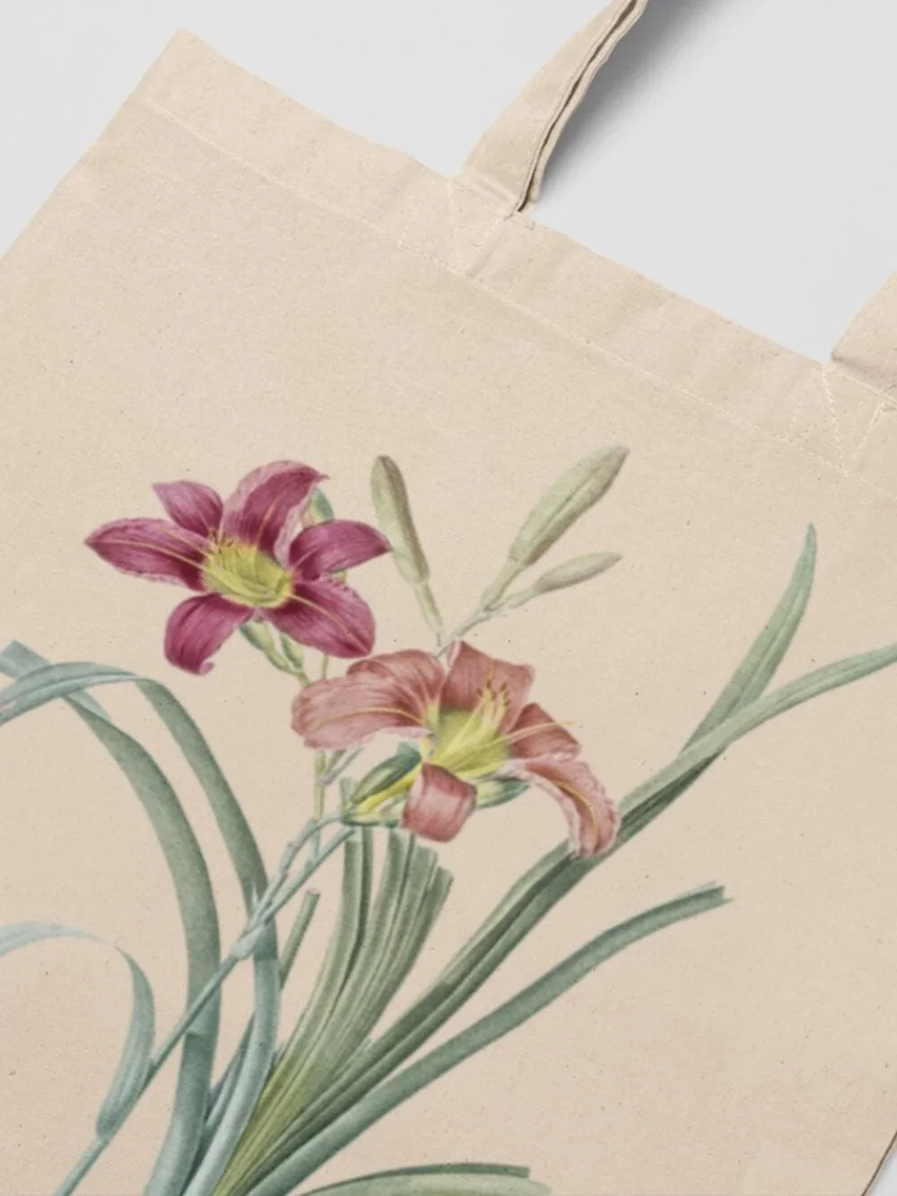 Orange Daylily Vintage Floral Print Graphic Canvas Tote Bag